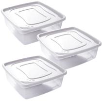 Pote de plástico Clic quadrado 6,6 litros branco 3 unidades Plasutil ref.2417 Pote de plástico Clic quadrado 6,6 litros branco 3 unidades Plasutil ref.2417