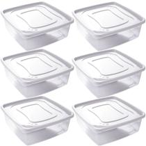 Pote de plástico Clic quadrado 6,6 litros branco 6 unidades Plasutil ref.2417 Pote de plástico Clic quadrado 6,6 litros branco 6 unidades Plasutil ref.2417