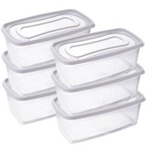 Pote de plástico Clic retangular 3 litros branco com 6 unidades Plasutil ref.2191 Pote de plástico Clic retangular 3 litros branco com 6 unidades Plasutil ref.2191