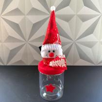 Pote de plástico de Natal decorado com boneco de neve vermelho decorativo para presente lembrancinha amigo secreto potes
