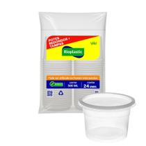 Pote de Plástico Descartável com Tampa 500ml 24un Rioplastic