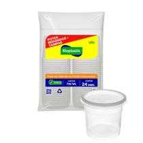 Pote de Plástico Descartável com Tampa 750ml 24un Rioplastic