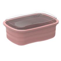 Pote de Plástico Freezer Retangular Amore 700ml Rosa Uninjet