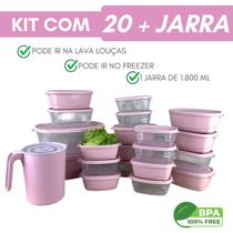 Pote de plástico Kit 21 peças Vasilhas Com Tampa Depósito para Alimentos - casa bella