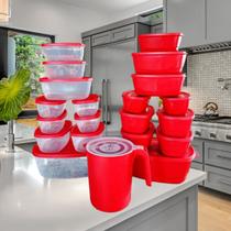 Pote de plástico Kit 21 peças Vasilhas Com Tampa Depósito para Alimentos - casa bella
