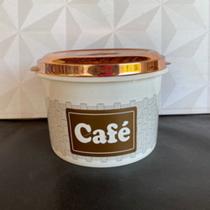 Pote de plástico para café com tampa metalizada rose gold para cozinha - 1kg