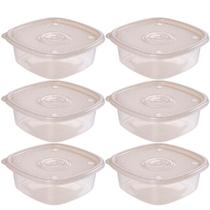 Pote de plástico Pop quadrado 1 litro marmorizado com 6 unidades Plasutil ref.9436 Pote de plástico Pop quadrado 1 litro marmorizado com 6 unidades Plasutil ref.9436