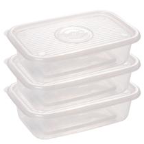 Pote de plástico Pop retangular 1,2 litros incolor com 3 unidades Plasutil ref.5774 Pote de plástico Pop retangular 1,2 litros incolor com 3 unidades Plasutil ref.5774