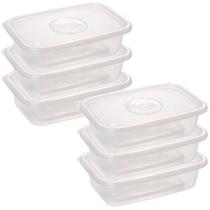 Pote de plástico Pop retangular 1,2 litros incolor com 6 unidades Plasutil ref.5774 Pote de plástico Pop retangular 1,2 litros incolor com 6 unidades Plasutil ref.5774