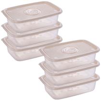 Pote de plástico Pop retangular 1,2 litros marmorizado com 6 unidades Plasutil ref.9441 Pote de plástico Pop retangular 1,2 litros marmorizado com 6 unidades Plasutil ref.9441