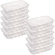 Pote de plástico Pop retangular 2,7 litros incolor com 10 unidades Plasutil ref.5775