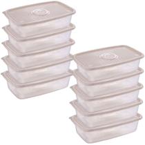 Pote de plástico Pop retangular 2,7 litros marmorizado com 10 unidades Plasutil ref.9440