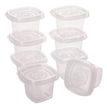 Pote de plástico porta tempero Pop quadrado com 8 unidades de 70ml incolor Plasutil ref.5968