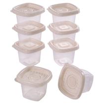Pote de plástico porta tempero Pop quadrado com 8 unidades de 70ml marmorizado Plasutil ref.9447