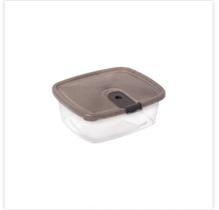 Pote de Plástico Quadrado 750 ml com Tampa Fixa e Trava Trio Cinza Plasútil