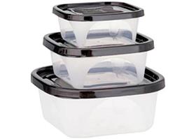 Pote de Plastico Quadrado com Tampa Colors 3 Pecas Pmg (230 390 690ml) - Jaguar Pote de Plastico Quadrado com Tampa Colors 3 Pecas Pmg (230 390 690ml) - Jaguar
