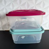 Pote de plástico quadrado com tampa vermelha ou azul de cozinha 3,4 litro grande organizador