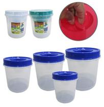 Pote De Plastico Redondo Para Mantimentos Com Tampa De Rosca Colors 4 Pecas - Erca Plast