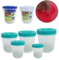 Pote De Plastico Redondo Para Mantimentos Com Tampa De Rosca Colors 5 Pecas - Erca Plast