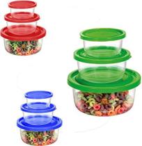 Pote de Plastico Redondo Prime com Tampa Colors 3 Pecas Pmg (270 550 1250ml) - Erca Plast