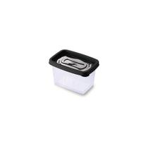 Pote de Plástico Retangular 430ml Clic Preto - Plasutil