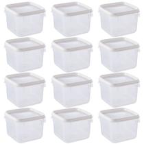 Pote de plástico transparente para freezer e micro-ondas 1,1 litros com 12 unidades Plasutil ref. 12769 Pote de plástico transparente para freezer e micro-ondas 1,1 litros com 12 unidades Plasutil ref. 12769
