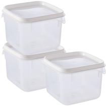 Pote de plástico transparente para freezer e micro-ondas 1,1 litros com 3 unidades Plasutil ref. 12769 Pote de plástico transparente para freezer e micro-ondas 1,1 litros com 3 unidades Plasutil ref. 12769