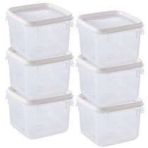 Pote de plástico transparente para freezer e micro-ondas 1,1 litros com 6 unidades Plasutil ref. 12769 Pote de plástico transparente para freezer e micro-ondas 1,1 litros com 6 unidades Plasutil ref. 12769