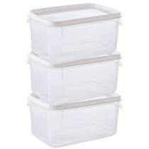 Pote de plástico transparente para freezer e micro-ondas 1,9 litros com 3 unidades Plasutil ref.2298