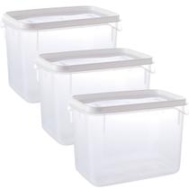 Pote de plástico transparente para freezer e micro-ondas 3 litros com 3 unidades Plasutil ref.2299
