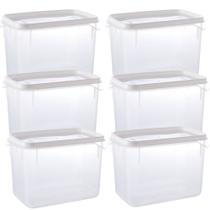 Pote de plástico transparente para freezer e micro-ondas 3 litros com 6 unidades Plasutil ref.2299