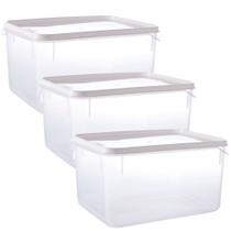 Pote de plástico transparente para freezer e micro-ondas 6,5 litros com 3 unidades Plasutil ref.2302