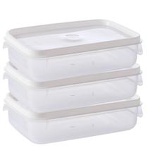 Pote de plástico transparente para freezer e micro-ondas 900 ml com 3 unidades Plasutil ref.2297