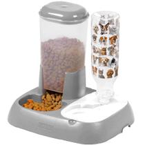 Pote de Ração 1,5kg e Água 2L Automático Cachorro e Gato Azul