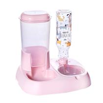 Pote de Ração 1,5kg e Água 2L Automático Cachorro e Gato Rosa - Plasútil