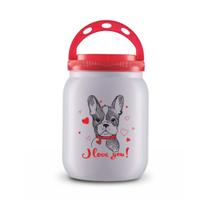 Pote de Ração 1700ml Branco Vermelho Dog Love Cachorro Filhote