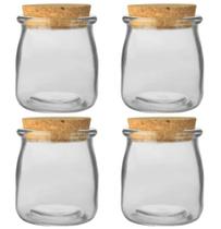Pote de Temperos Condimentos Cozinha 4 UNIDADES 200ML Vidro Com Tampa Rústica de Cortiça