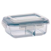 Pote de Vidro 1040ml Retangular Divisória Marmita Fitness