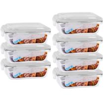 Pote de Vidro 1040ML Vai ao Forno, Microondas Com Tampa 7Un