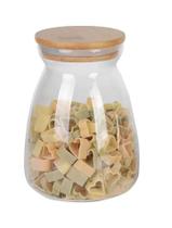 Pote De Vidro 1100ml Hermético Com Tampa Bambu Mantimentos Condimentos Tempero Marmita