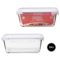 Pote De Vidro 1,5L C/ Tampa E Trava Forno Freezer Microondas