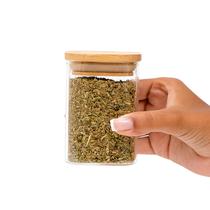 Pote de vidro 200ml com tampa de bambu hermético quadrado - Tüd Pote de vidro 200ml com tampa de bambu hermético quadrado - Tüd