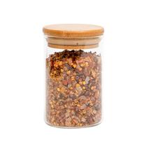 Pote de vidro 250ml com tampa de bambu hermético redondo - Tüd Pote de vidro 250ml com tampa de bambu hermético redondo - Tüd