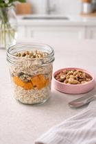 Pote de vidro 350ml com colher e tampa prático e portátil