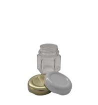 Pote De Vidro 40 Ml Sextavado Com Tampa Ouro - Kit Com 25 Un