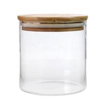 Pote de vidro 600 ml com tampa em bambu e vedação de silicone Pote de vidro 600 ml com tampa em bambu e vedação de silicone