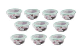 Pote de Vidro 620ml 10 Peças com Fechamento Hermético 4 Travas Marmita Forno ou Freezer Microondas