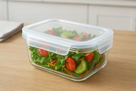 Pote de Vidro 640ml com Tampa Retangular Ideal para Geladeira, Freezer e Microondas