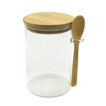 Pote De Vidro 650Ml Com Tampa E Colher De Mad