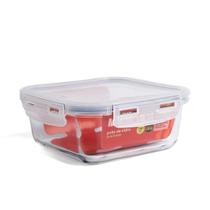 Pote de Vidro 740ml Hermético Marmita com Tampa de Plástico Quadrado - Oikos Pote de Vidro 740ml Hermético Marmita com Tampa de Plástico Quadrado - Oikos